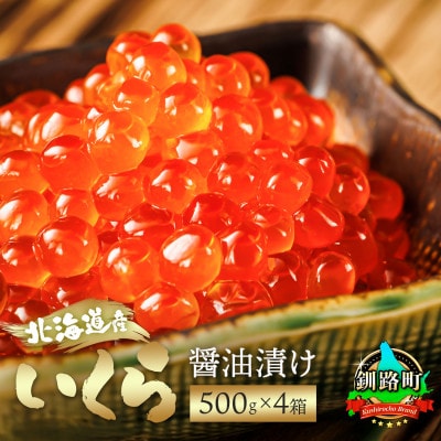 【12/21まで年内発送】いくら醤油漬け 500g×4箱 ＜北海道産の鮭卵＞【配送不可地域：離島】