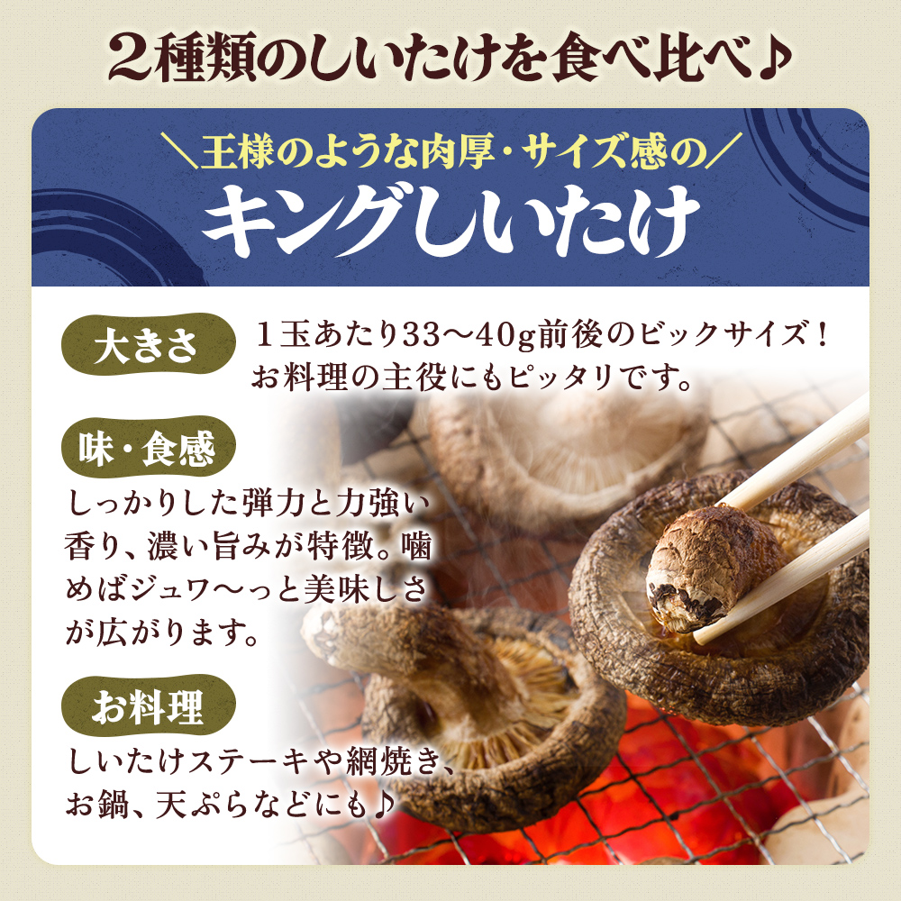 北海道産 厚岸町 上尾幌 菌床栽培 キングしいたけ プリンスしいたけ 各1パック