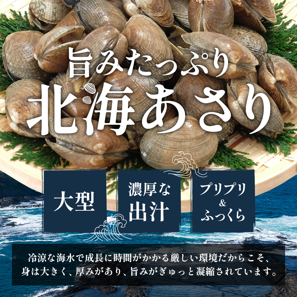 砂出し済み！ 北海道 厚岸産 北海あさり 2kgお届け (500g×4パック) 【 3ヵ月 定期便 】 (各回2kg×3ヶ月分,合計6kg)