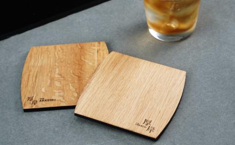 樽型コースター（薄型）2枚　ミズナラ