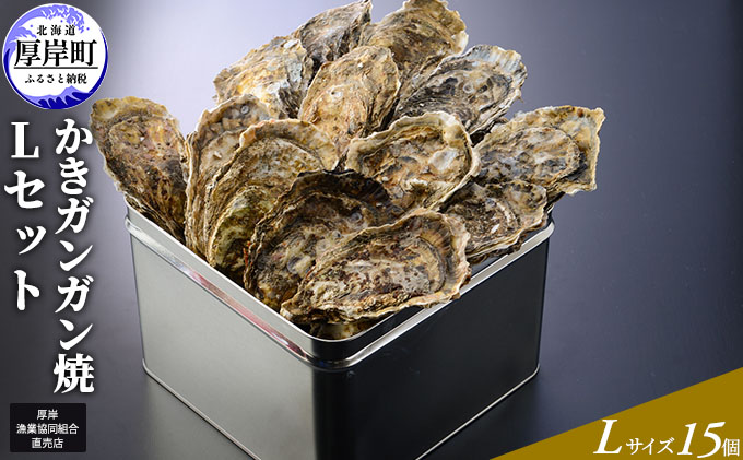 【厚岸漁協直売店特製】 かきガンガン焼 Lセット 15個 北海道 牡蠣 カキ かき  生牡蠣 殻付  魚介類