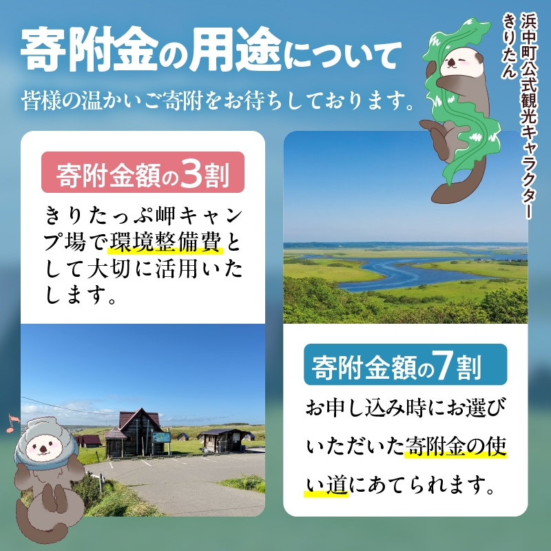 【返礼品なし】浜中町『きりたっぷ岬キャンプ場』3,000円　応援支援寄附_H0028-003