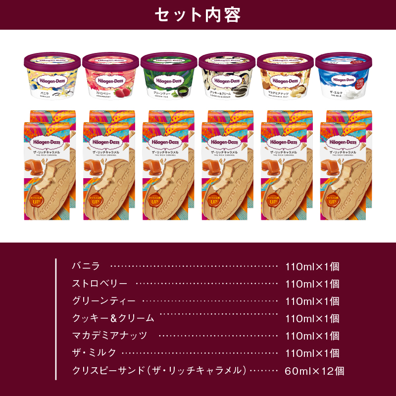 ハーゲンダッツ『ミニカップ(6個)＆クリスピーサンド(12個)セット』アイスクリーム アイス スイーツ デザート_H0016-036