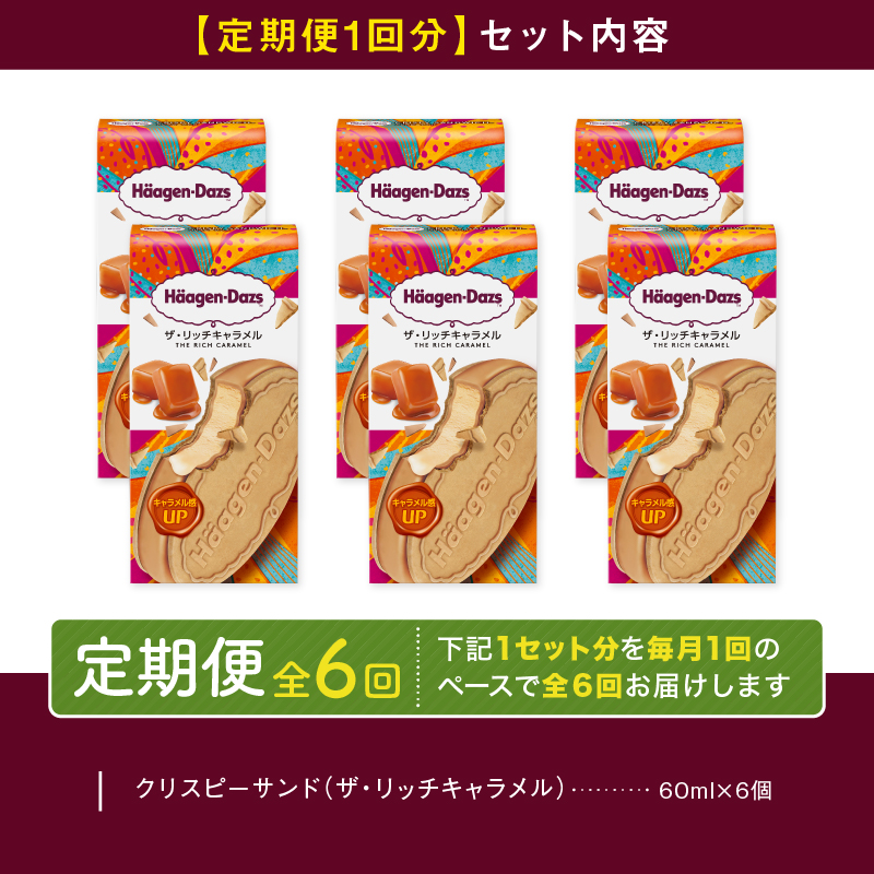 ＜全6回定期便・連続＞ハーゲンダッツ『クリスピーサンドセット（ザ・リッチキャラメル味）計36個』アイスクリーム アイス スイーツ デザート_H0026-039