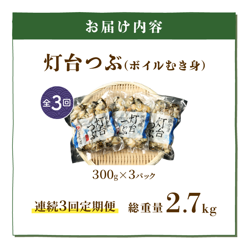 【訳あり】＜全3回・連続＞灯台つぶ定期便【総重量2.7kg】_H0023-059