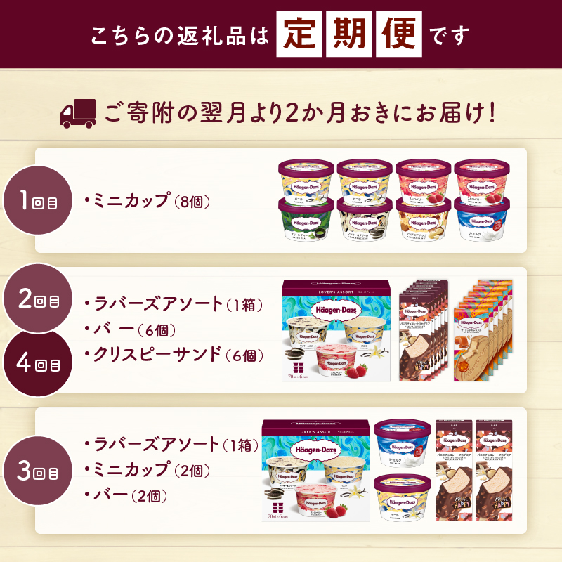 ＜全4回・隔月＞お試し定期便！ハーゲンダッツ人気 セット アイス スイーツ デザート_H0026-011