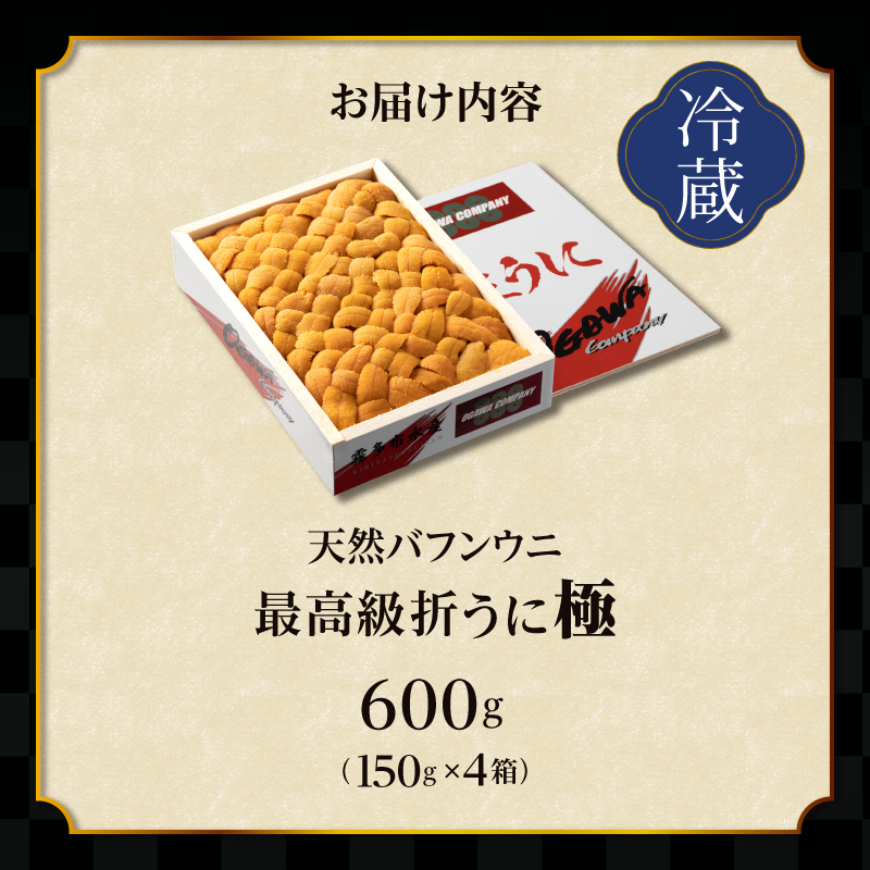 ≪プロ厳選≫最高級折うに(極)計600g うに ウニ 雲丹 折うに 海鮮 海産物 北海道 浜中町 ふるさと納税 人気_H0014-003