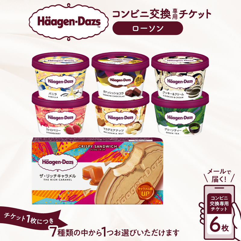 【メールで届く】ハーゲンダッツ アイスクリーム『コンビニ交換専用チケット　6個交換（ローソン）』_H-rogift106