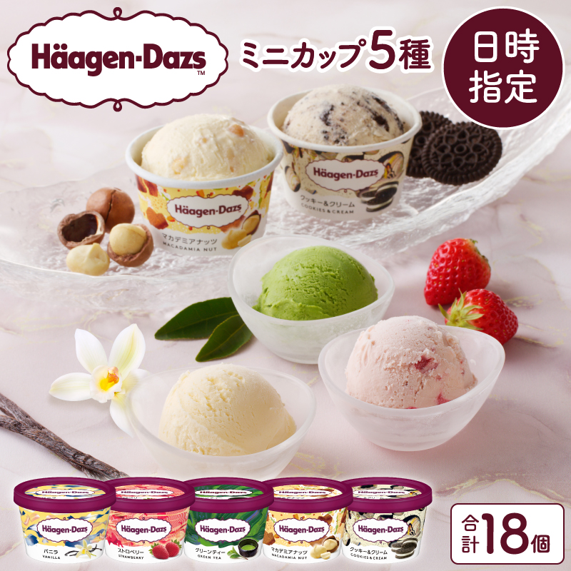 【着日指定できます!!】ハーゲンダッツ『定番ミニカップ5種セット(合計18個)』アイスクリーム アイス スイーツ デザート_H0016-016