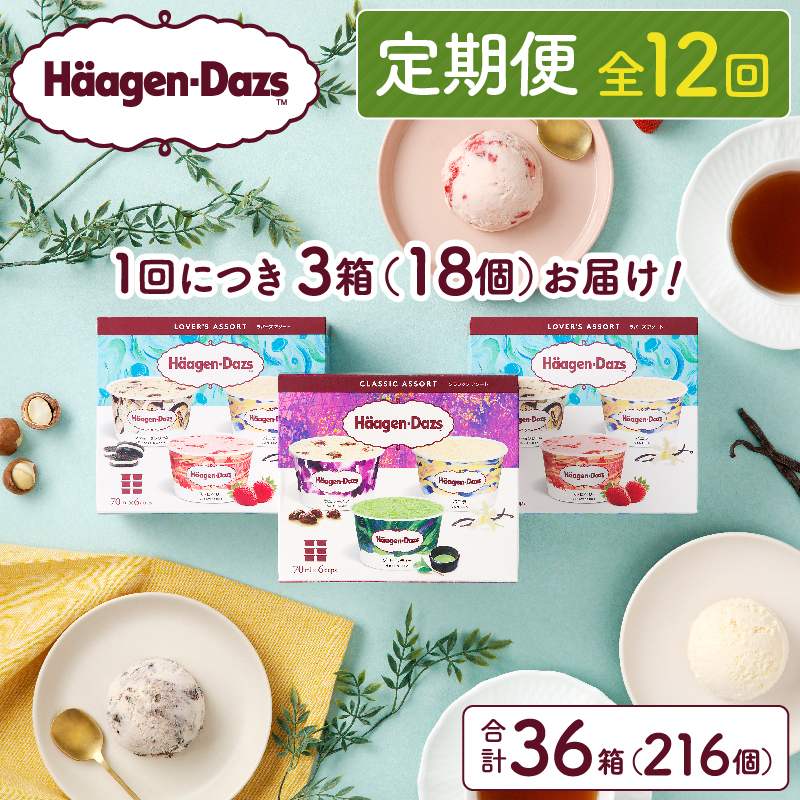 ＜全12回定期便・連続＞ハーゲンダッツ『アソートボックス3箱セット(合計36箱)』アイスクリーム アイス スイーツ デザート_H0016-149