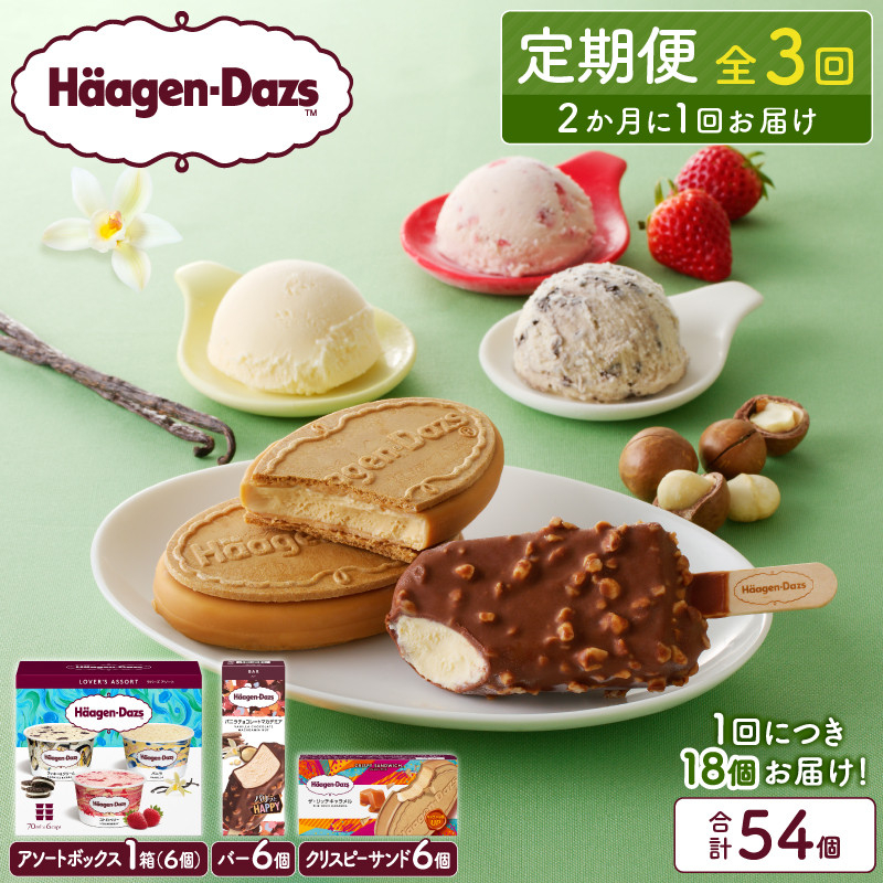 ＜全3回定期便・隔月＞ハーゲンダッツ『3種の贅沢ギフトセット(合計54個)』アイスクリーム アイス スイーツ デザート_H0026-054