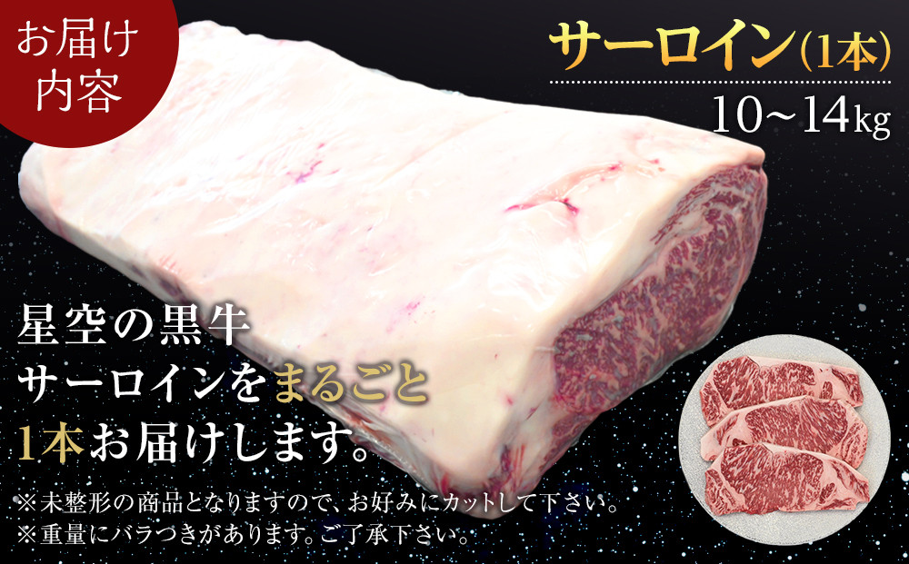 北海道産 星空の黒牛 サーロイン 1本 10kg～14kg ステーキ【 肉 にく ニク 牛肉 牛肉赤身 赤身 牛肉セット バーベキュー 冷凍牛肉 贅沢牛肉 国産牛肉 北海道産牛肉 道産牛肉 簡単 お手軽 特製牛肉 標茶町 北海道 】