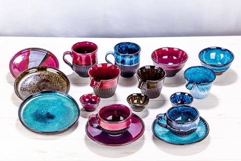 1615.陶芸品 摩周 北創窯 スープカップ（一色）【青】