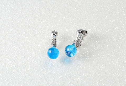 2465.ジュエリー イヤリング アクセサリー 湖水 ガラス細工 ハンドメイド 手作り 北海道 弟子屈町