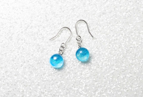 2467.ジュエリー ピアス アクセサリー 湖水 ガラス細工 ハンドメイド 手作り 北海道 弟子屈町