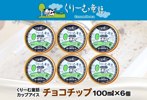 2335. くりーむ童話 カップアイス チョコチップ 100ml×6個 アイスクリーム アイス スイーツ 牛乳 ミルク 贈り物 gift ギフト プレゼント 詰め合わせ 送料無料 北海道 弟子屈町