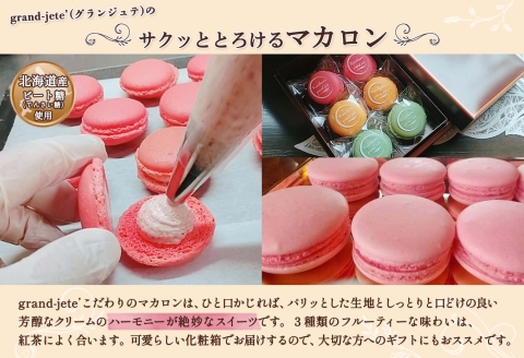 2474. バスクチーズケーキ 5号 15cm マカロン 3種 3個 grand-jete' チーズケーキ いちご パッションマンゴー ピスタチオ スイーツ お菓子 冷凍 送料無料 北海道 弟子屈町