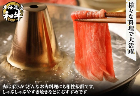 2956. 黒毛和牛 A4-A5等級 霜降り スライス 500g 牛 和牛 山わさび 送料無料 北海道 弟子屈町