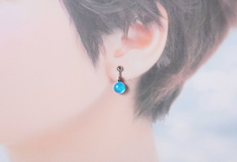 2465.ジュエリー イヤリング アクセサリー 湖水 ガラス細工 ハンドメイド 手作り 北海道 弟子屈町