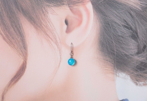 2467.ジュエリー ピアス アクセサリー 湖水 ガラス細工 ハンドメイド 手作り 北海道 弟子屈町