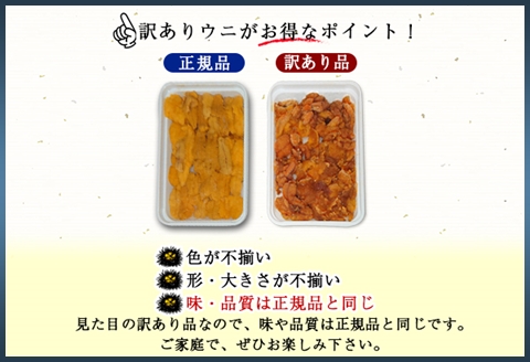 1259.訳あり うに 200g ワケあり ウニ チリ産 冷凍 雲丹 不揃い B級品 うに わけ あり 海鮮 4人前 丼 刺身 自宅用 送料無料 北海道 弟子屈町