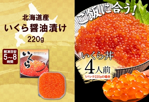 3364.いくら醤油漬け 220g いくら醤油 イクラ しょうゆ漬け いくら イクラ 醤油 海鮮 魚介 いくら丼 鮭 魚卵 贈答 ギフト 送料無料 北海道 弟子屈町