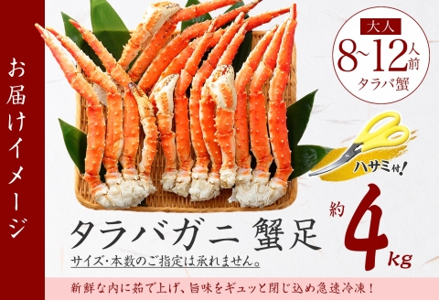 【年内配送 12月21日まで受付】3180. ボイルタラバガニ足 4kg 食べ方ガイド・専用ハサミ付 カニ かに 蟹 海鮮 送料無料 北海道 弟子屈町