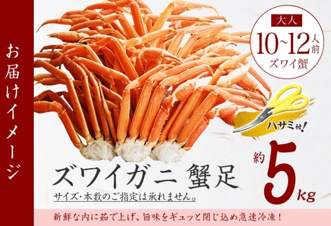 【年内配送 12月21日まで受付】3376. ズワイガニ足 5kg 約10-12人前 専用ハサミ付 カニ かに 蟹 送料無料 期間限定 数量限定 北海道 弟子屈町