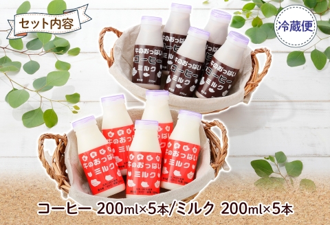 787.牛のおっぱいミルク 5本 コーヒー 5本 計10本 飲み比べ セット 牛乳 生乳 ミルク 飲料 しぼりたて コーヒー 珈琲 お取り寄せ ギフト gift 渡辺体験牧場 まとめ 北海道 弟子屈町