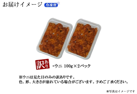 1259.訳あり うに 200g ワケあり ウニ チリ産 冷凍 雲丹 不揃い B級品 うに わけ あり 海鮮 4人前 丼 刺身 自宅用 送料無料 北海道 弟子屈町
