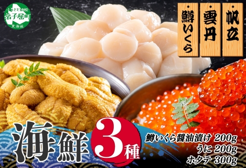 3611.うに100g×2 鱒いくら醤油漬け100g×2 ホタテ300g 3種 セット ウニ 雲丹 鱒 イクラ 醤油漬け ほたて 帆立 海鮮 冷凍 海鮮丼 送料無料 北海道 弟子屈町