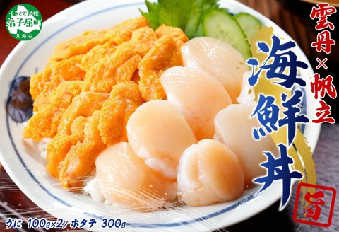 【年内配送 12月10日まで受付】3406. うに ホタテ 豪華 海鮮 セット 4人前 ウニ チリ産 冷凍 200g ほたて 300g 雲丹 帆立 丼 刺身 送料無料 北海道 弟子屈町