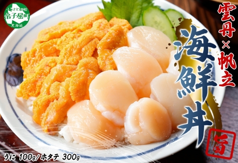 【年内配送 12月10日まで受付】3382. うに 100g ホタテ 300g セット ファミリー ウニ チリ産 冷凍 雲丹 ほたて 生ほたて 帆立 貝柱 貝 海鮮 海鮮丼 送料無料 北海道 弟子屈町