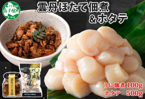 3549. 雲丹ほたて佃煮 100g ホタテ 500g 小分け 雲丹 ウニ うに 帆立 ホタテ ほたて 佃煮 つくだ煮 瓶詰 ご飯のお供 おつまみ 海鮮 送料無料 北海道 弟子屈町