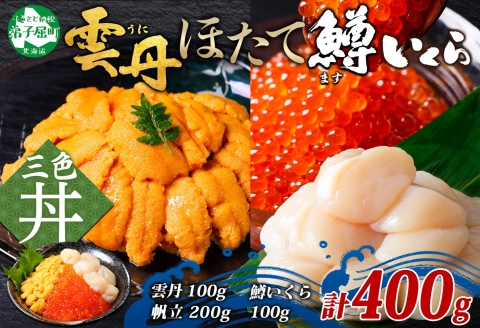 【年内配送 12月10日まで受付】3628. 雲丹 100g ホタテ 200g 鱒いくら醤油漬け 100g 海鮮3種セット チリ産 ウニ ミョウバン不使用 うに  鱒いくら いくら 冷凍 イクラ 鱒 ほたて 生ほたて 北海道産 帆立 冷凍 海鮮 海鮮丼 刺身 つまみ おつまみ おかず ごはんのおとも 北海道 弟子屈町