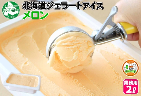 595.アイスクリーム メロン ジェラート 業務用 2リットル 2L アイス 大容量 手作り 北海道 弟子屈町