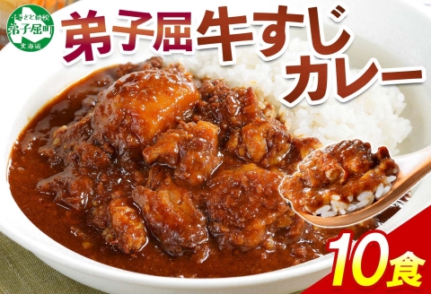 779.牛すじカレー 10個 中辛 じゃがいも 牛 牛肉 肉 業務用 レトルトカレー 保存食 備蓄 まとめ買い 北海道 弟子屈町