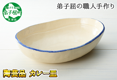 444.職人 手作り カレー 皿 さら お皿 工芸品 民芸品 陶芸 川湯温泉 北海道 弟子屈町