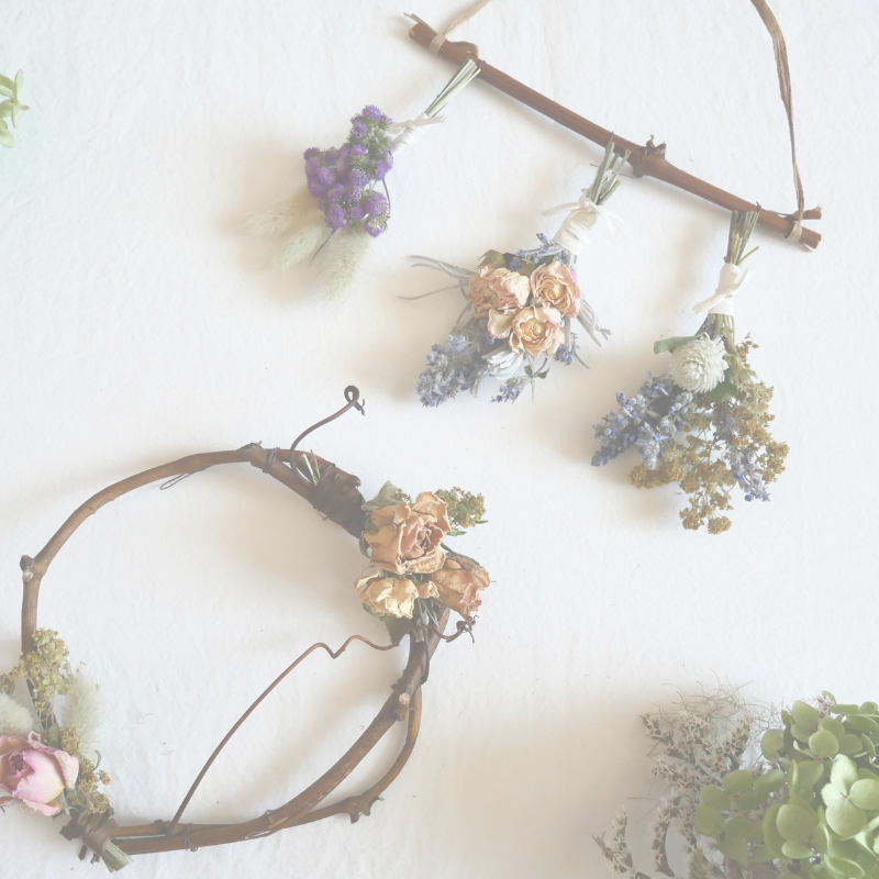 リースとガーランド　2点セット　鶴居村産ドライフラワー