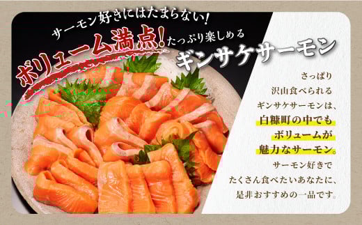ギンサケサーモン【1kg】 小分け 下処理不要 絶品の「塩締め」レシピ ふるさと納税 海鮮 サーモン 鮭 魚 銀鮭 刺身 生食用 さけ サケ ふるさと ランキング 人気 魚介類 魚介 北海道 白糠町_T011-0905