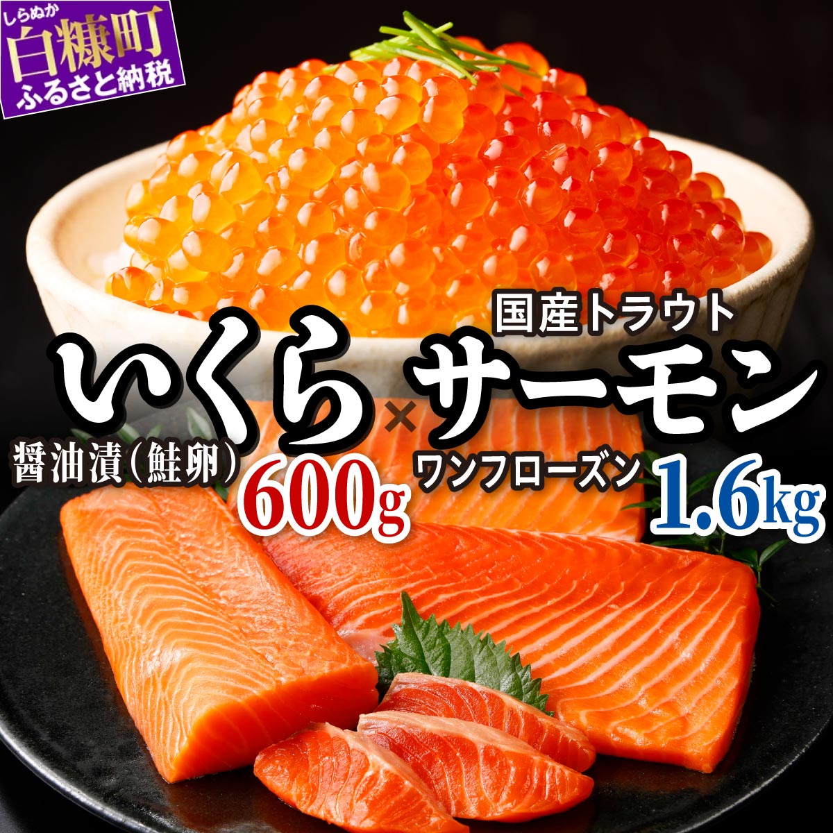 【ふるさと納税】 醤油漬鮭いくら 600g(100g×3パック×2) ×国産トラウトサーモン 1.6kgのセット ふるさと納税 いくら イクラ 鮭いくら 鮭イクラ 鮭 秋鮭 完熟卵 たらこ 海鮮 ごはんのお供 白米 海鮮食品 魚卵 魚_I049-1647