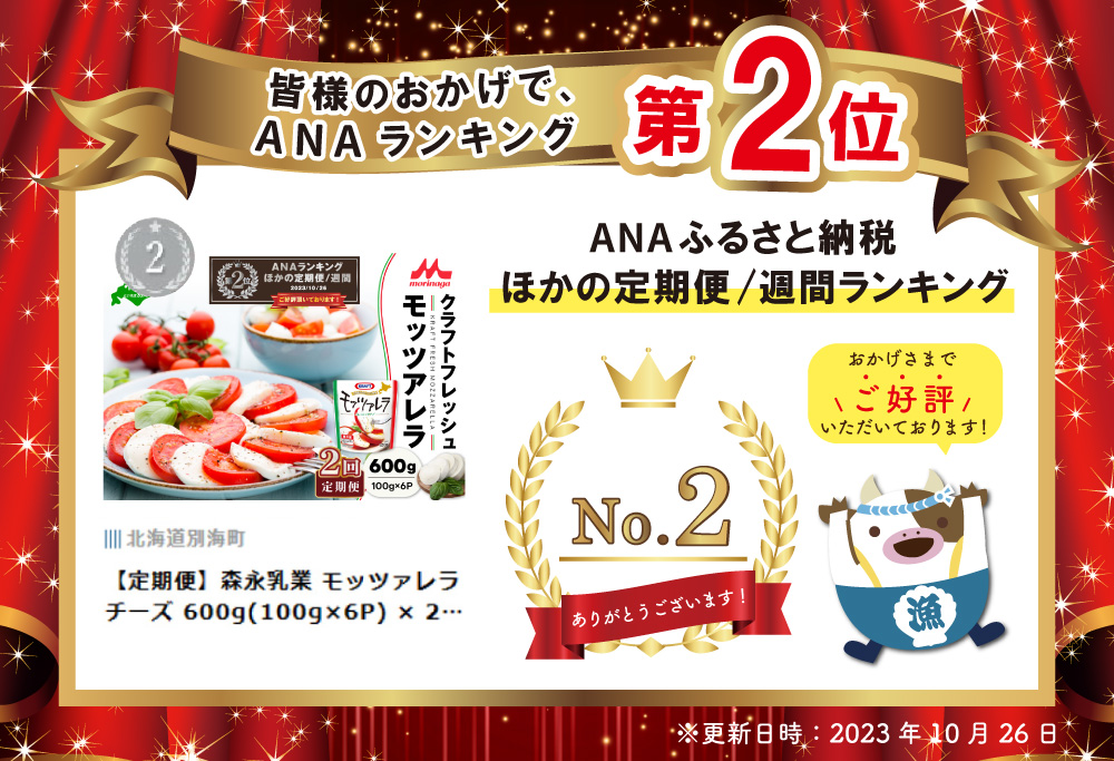 ランキング第2位獲得！【定期便】森永乳業 モッツァレラチーズ 600g(100g×6P) × 2ヵ月【全2回】