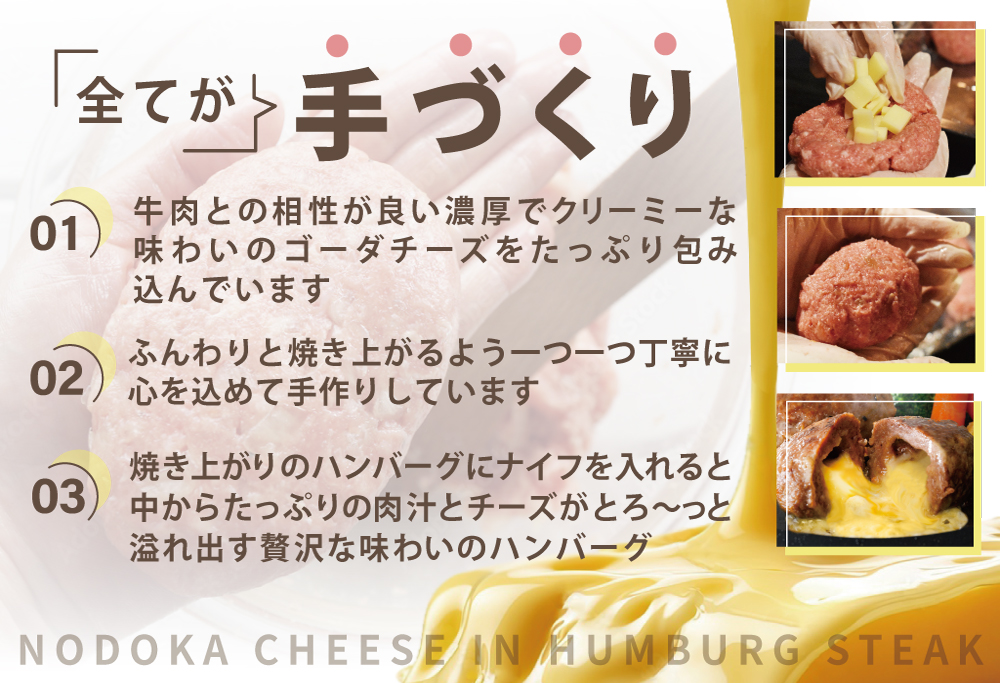 【別海牛100%と別海町ゴーダチーズ】チーズがとろける!別海チーズインハンバーグ(120g×12個)【be046-1218】