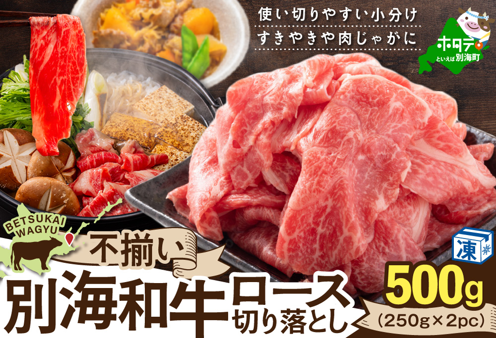 北海道 別海町 別海和牛 ロース 不揃い 切り落とし 500g（250g×2パック）【FF0000026】