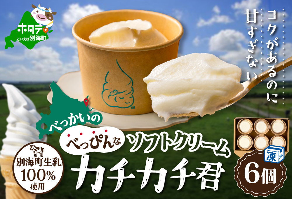 北海道 別海町産 生乳 100% で作った ソフトクリーム カチカチ君 6個 セット