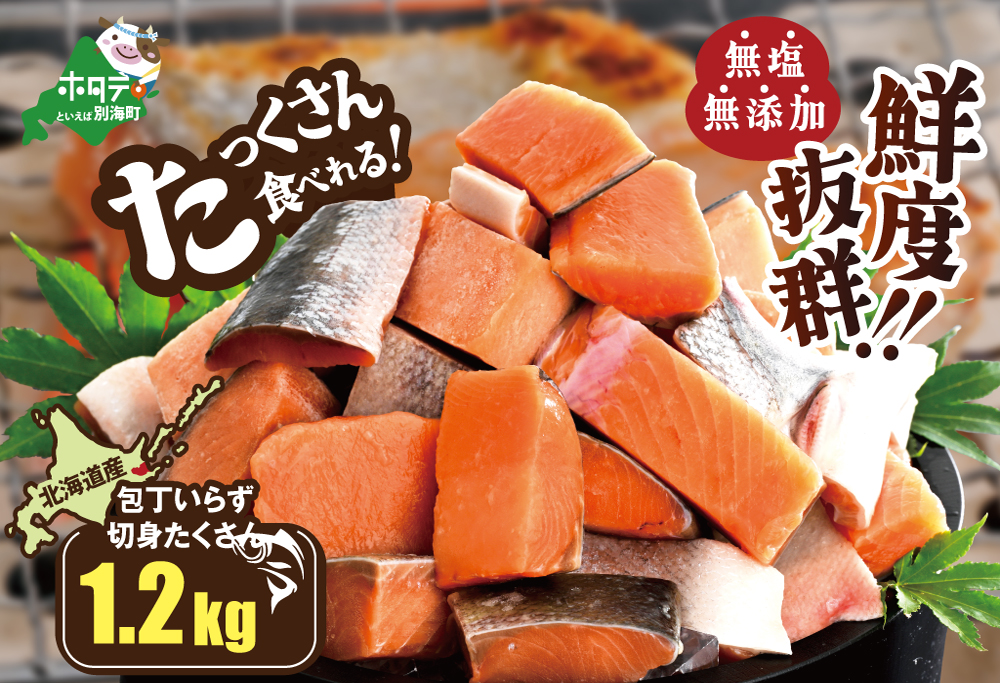 北海道産 カット 秋 鮭 約 1.2kg （600g×2） 天然 無塩 しゃけ シャケ 訳あり 切身 切り身 サイズ不揃い 鮭フレーク にも【KT0000020】 骨あり　1.2kg(600g×2)