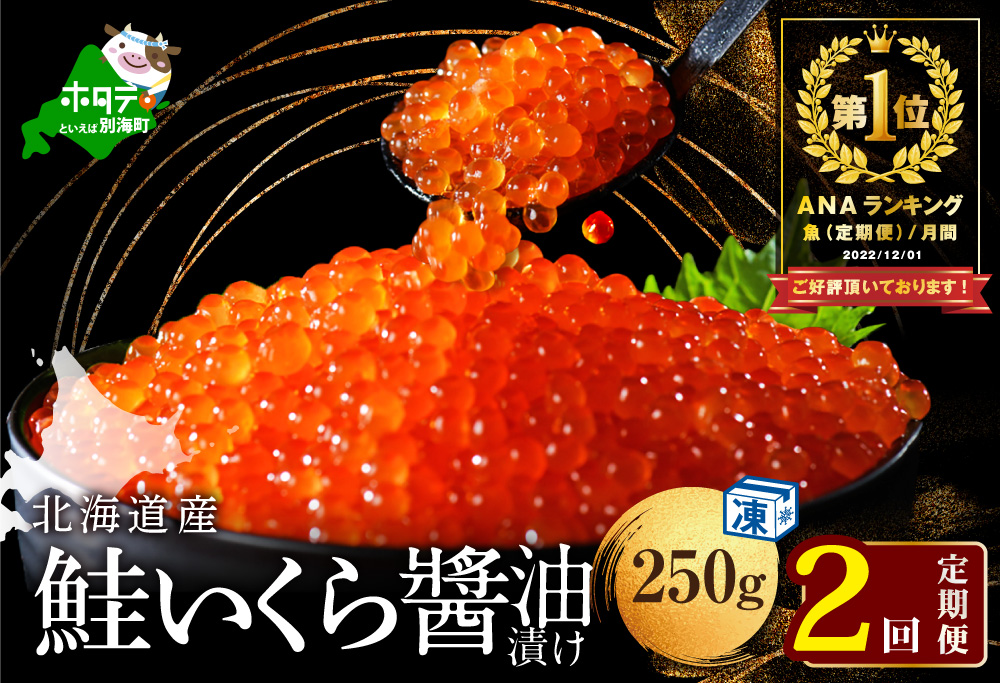 御礼！ランキング第１位獲得！希少ないくら！【2ヵ月 定期便】本場「北海道」 いくら 醤油漬け 計500g【250g×1パック 2回 お届け】【NKM02NQ13】