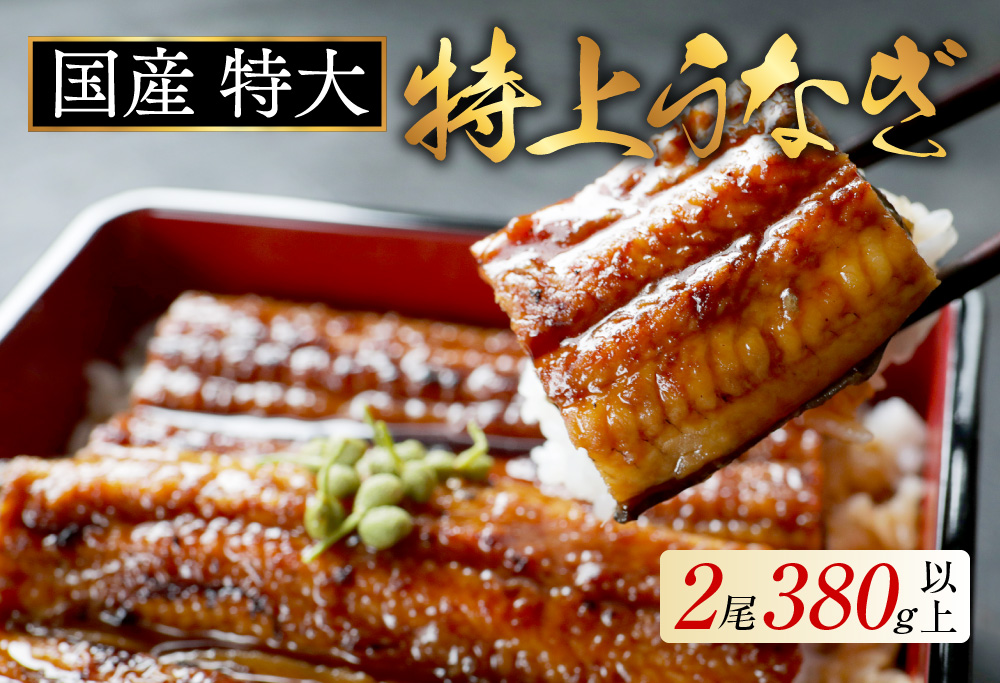国産　特大　特上うなぎ　2尾 合計 380g 以上
