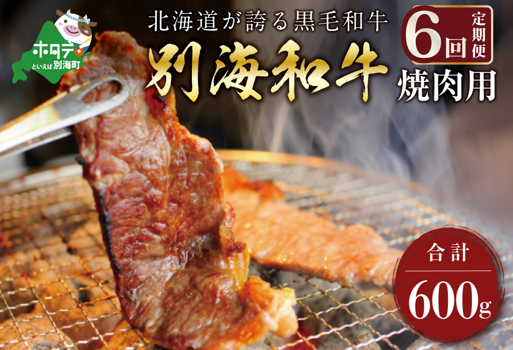 【定期便】 黒毛和牛 「 別海和牛 」 焼肉用 600g × 6ヵ月【全6回】