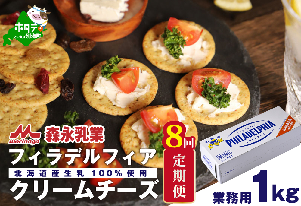 【定期便】【森永乳業】業務用 ！ クラフト フィラデルフィア クリームチーズ １ｋｇ × 8ヵ月【全8回】 KRAFT